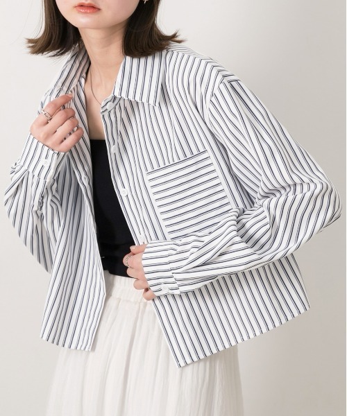 ad thie(アドティエ)の「ポケット付き ストライプ ショート丈シャツ(シャツ/ブラウス・レディース・ホワイト×ブルー/ホワイト×レッド/ホワイト×ネイビー/サックスブルー系・FREE)」の18枚目の写真