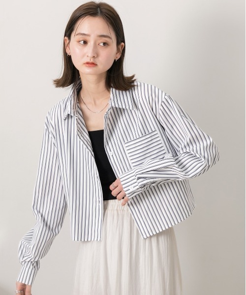 ad thie(アドティエ)の「ポケット付き ストライプ ショート丈シャツ(シャツ/ブラウス・レディース・ホワイト×ブルー/ホワイト×レッド/ホワイト×ネイビー/サックスブルー系・FREE)」の19枚目の写真