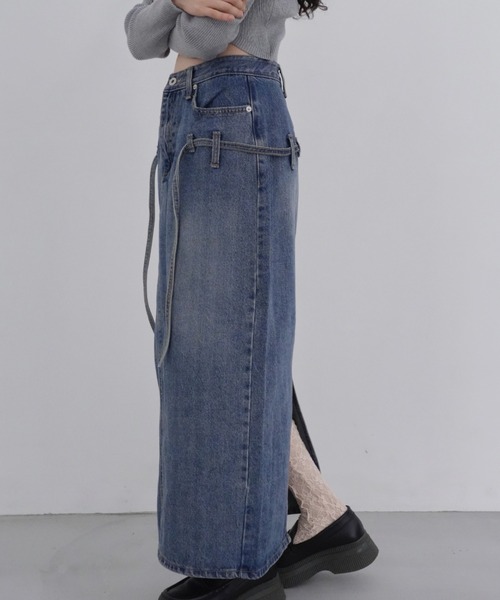 ストリング デニム ロングスカート 紐（スカート）｜Uenui（ウニュイ
