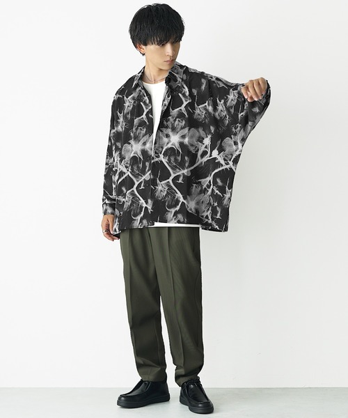 MinoriTY】 ニュアンス花柄ドルマンシャツ ドルマン シャツ メンズ 総