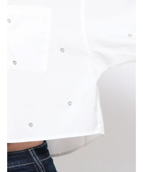 GYDA（ジェイダ）の「ビジュースタッズショートLOOSE シャツ（シャツ/ブラウス・レディース・オフホワイト/ブルー・FREE）」の3枚目の写真