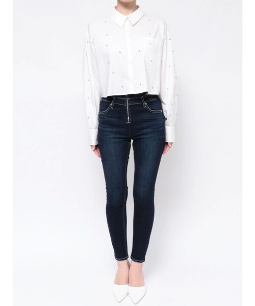 GYDA（ジェイダ）の「ビジュースタッズショートLOOSE シャツ（シャツ/ブラウス・レディース・オフホワイト/ブルー・FREE）」の5枚目の写真