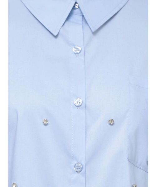 GYDA（ジェイダ）の「ビジュースタッズショートLOOSE シャツ（シャツ/ブラウス・レディース・オフホワイト/ブルー・FREE）」の6枚目の写真