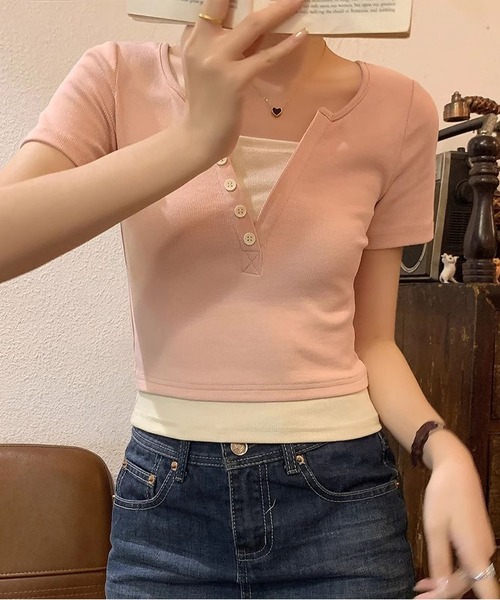 ☆美品☆ On Performance T 半袖　バイカラー Tシャツ バイカラー トップス レディース 半袖 ハイネック・再