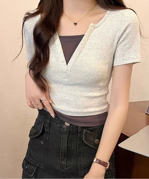 ☆美品☆ On Performance T 半袖　バイカラー Tシャツ バイカラー トップス レディース 半袖 ハイネック・再