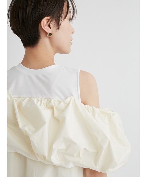 emmi（エミ）の「eco 2wayギャザードッキングブラウス（シャツ/ブラウス・レディース・ブラック/オフホワイト・FREE）」の12枚目の写真