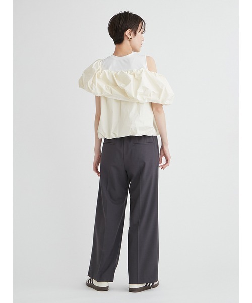 emmi（エミ）の「eco 2wayギャザードッキングブラウス（シャツ/ブラウス・レディース・ブラック/オフホワイト・FREE）」の14枚目の写真