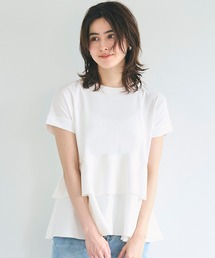 coca（coca） | 異素材切り替え2段フリルTシャツ(Tシャツ/カットソー)
