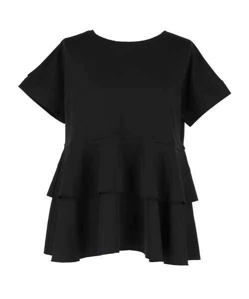 coca(coca)(コカ)の「異素材切り替え2段フリルTシャツ(Tシャツ/カットソー・レディース・その他1/ホワイト/ブラック/B/A・M/L/S)」の8枚目の写真