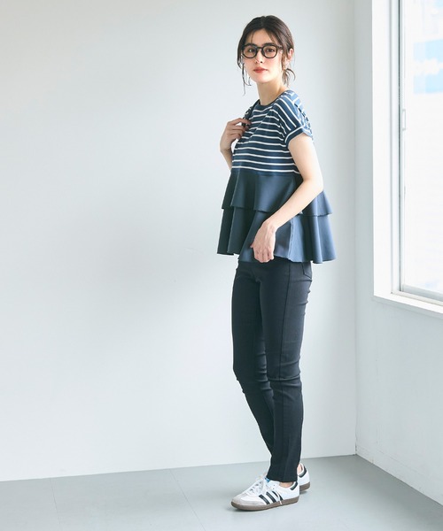 coca(coca)(コカ)の「異素材切り替え2段フリルTシャツ(Tシャツ/カットソー・レディース・その他1/ホワイト/ブラック/B/A・M/L/S)」の18枚目の写真