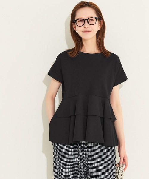 coca(coca)(コカ)の「\26ss新色追加/ 異素材切り替え2段フリルTシャツ(Tシャツ/カットソー・レディース・その他1/ホワイト/ブラック/B/A/ライトグリーン・M/L/S/XL)」の16枚目の写真