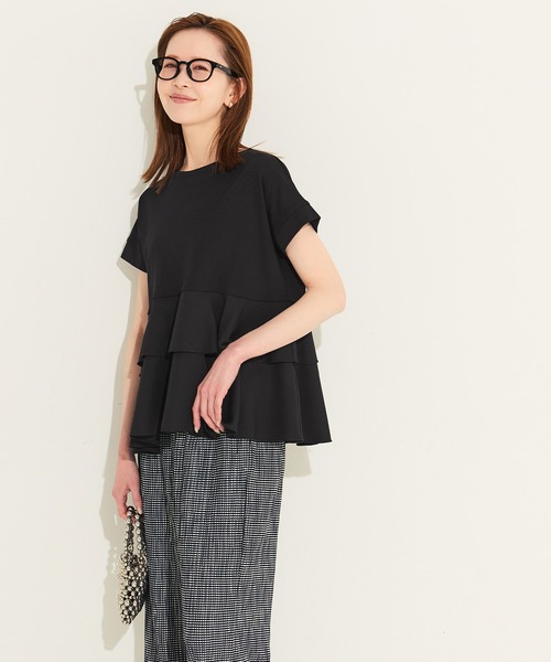coca(coca)(コカ)の「\26ss新色追加/ 異素材切り替え2段フリルTシャツ(Tシャツ/カットソー・レディース・その他1/ホワイト/ブラック/B/A/ライトグリーン・M/L/S/XL)」の17枚目の写真