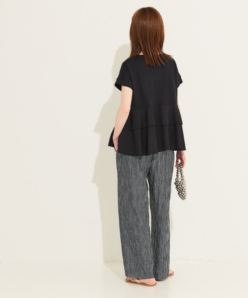 coca(coca)(コカ)の「\26ss新色追加/ 異素材切り替え2段フリルTシャツ(Tシャツ/カットソー・レディース・その他1/ホワイト/ブラック/B/A/ライトグリーン・M/L/S/XL)」の18枚目の写真