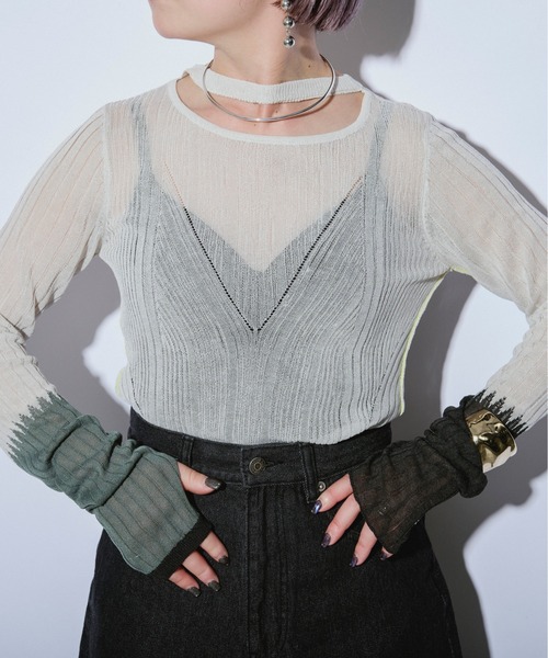 Ezick ANNONIM（エジックアノニム）の「Neck slit 配色シアー