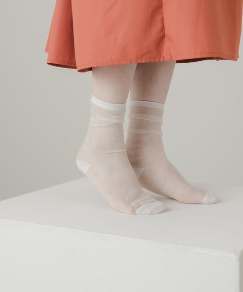 SMELLY（スメリー）の「シアーソックス（ソックス/靴下・レディース・パープル/ブルー/ホワイト・22/24）」の2枚目の写真