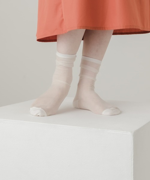 SMELLY（スメリー）の「シアーソックス（ソックス/靴下・レディース・パープル/ブルー/ホワイト・22/24）」の4枚目の写真