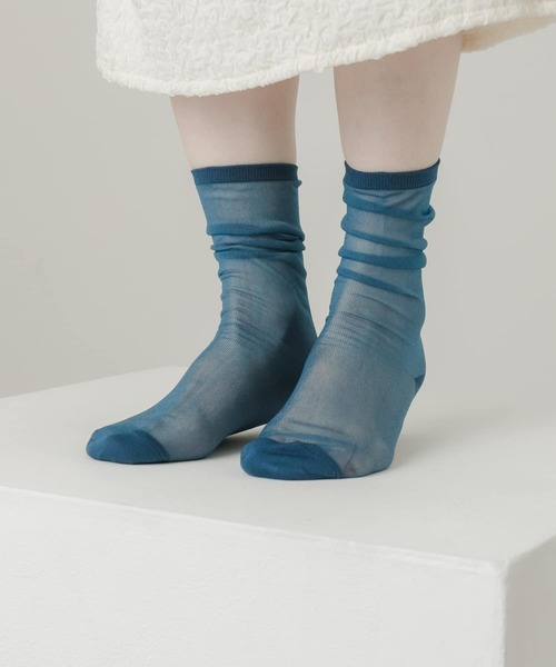 SMELLY（スメリー）の「シアーソックス（ソックス/靴下・レディース・パープル/ブルー/ホワイト・22/24）」の5枚目の写真