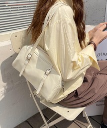 LA VORAGINE（ラ ヴォラジネ）の「フェイクレザーボストンバッグ ロングハンドル ミニ バッグ / スクエア ハンドバッグ（ボストンバッグ・メンズ）」