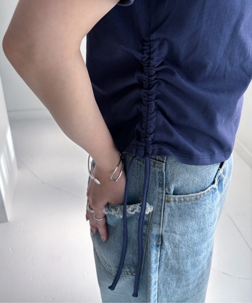 EPIMI E'PIMMY（エピミエピミー）の「ドロストラグランプリントTシャツ（Tシャツ/カットソー・レディース・ホワイト×ネイビー/アイボリー/ネイビー・MEDIUM）」の14枚目の写真