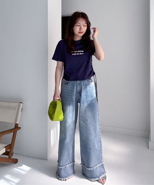 EPIMI E'PIMMY（エピミエピミー）の「ドロストラグランプリントTシャツ（Tシャツ/カットソー・レディース・ホワイト×ネイビー/アイボリー/ネイビー・MEDIUM）」の22枚目の写真