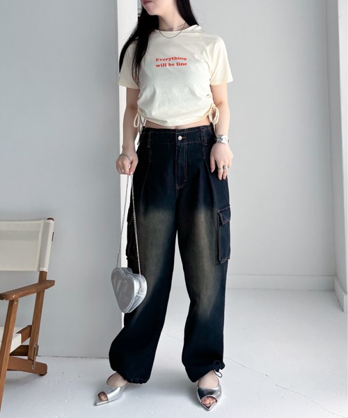 EPIMI E'PIMMY（エピミエピミー）の「ドロストラグランプリントTシャツ（Tシャツ/カットソー・レディース・ホワイト×ネイビー/アイボリー/ネイビー・MEDIUM）」の17枚目の写真