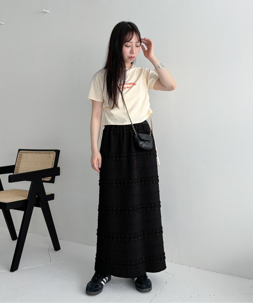 EPIMI E'PIMMY（エピミエピミー）の「ドロストラグランプリントTシャツ（Tシャツ/カットソー・レディース・ホワイト×ネイビー/アイボリー/ネイビー・MEDIUM）」の9枚目の写真