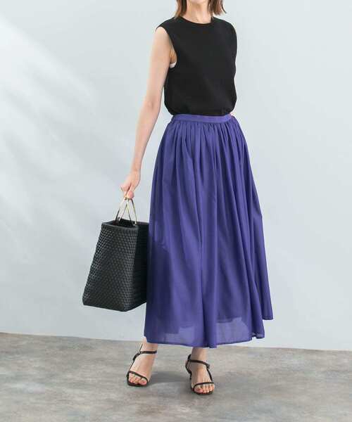 URBAN RESEARCH ROSSO WOMEN(アーバンリサーチ ロッソ)の「チンツギャザーフレアスカート(スカート・レディース・ブラック/ピンク/モカ/ブルー・FREE)」の4枚目の写真