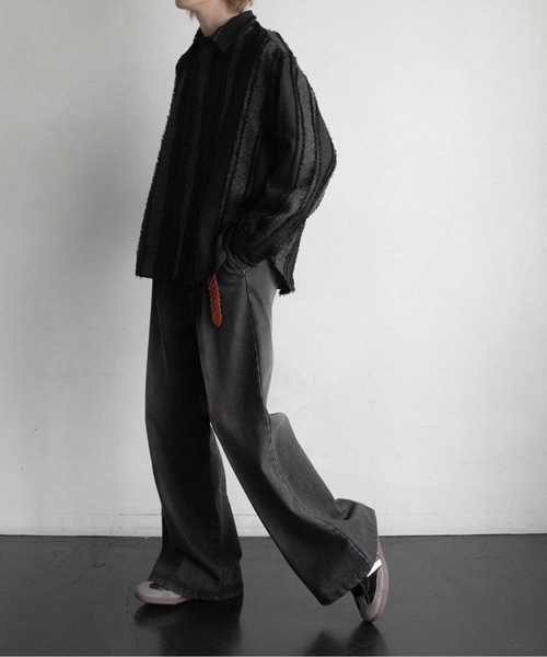 CASPER JOHN（キャスパージョン）の「Various loose shirts -stripe fringe-/バリアスルーズシャツ -ストライプフリンジ-（シャツ/ブラウス・メンズ・レッド/ブラック系その他/カーキ/ブラック/アイボリー・LARGE/MEDIUM/SMALL/X-SMALL）」の21枚目の写真