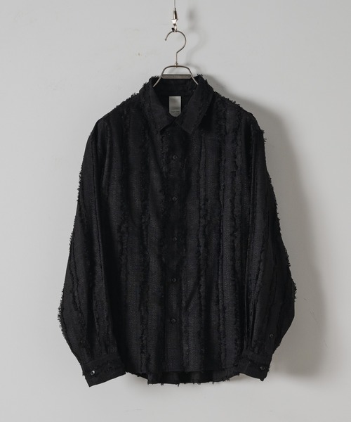 CASPER JOHN（キャスパージョン）の「Various loose shirts -stripe fringe-/バリアスルーズシャツ -ストライプフリンジ-（シャツ/ブラウス・メンズ・レッド/ブラック系その他/カーキ/ブラック/アイボリー・LARGE/MEDIUM/SMALL/X-SMALL）」の12枚目の写真