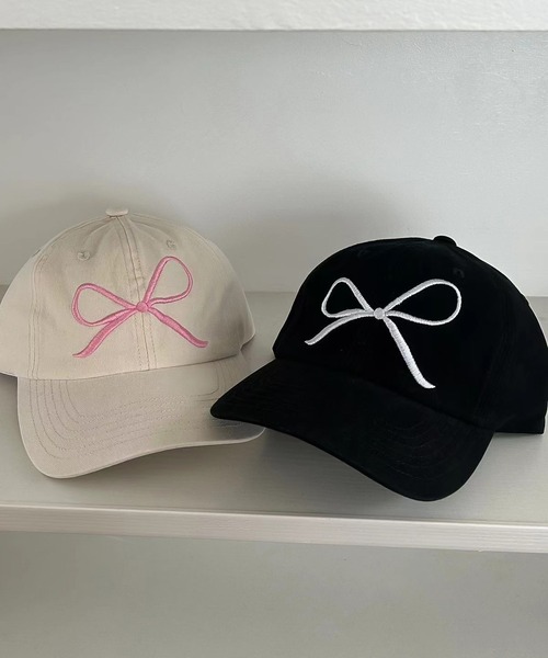 LAFFMO（ラフモ）の「リボン刺繍キャップ（キャップ・レディース・ブラウン/オフホワイト/ブルー/ブラック・F）」の8枚目の写真