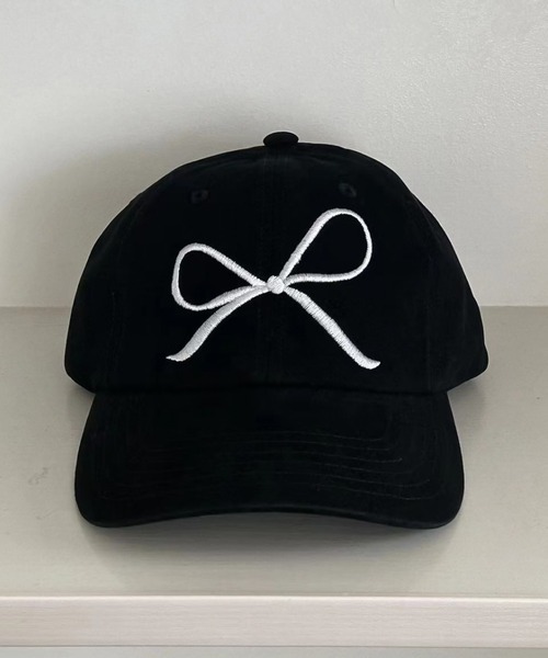 LAFFMO（ラフモ）の「リボン刺繍キャップ（キャップ・レディース・ブラウン/オフホワイト/ブルー/ブラック・F）」の10枚目の写真