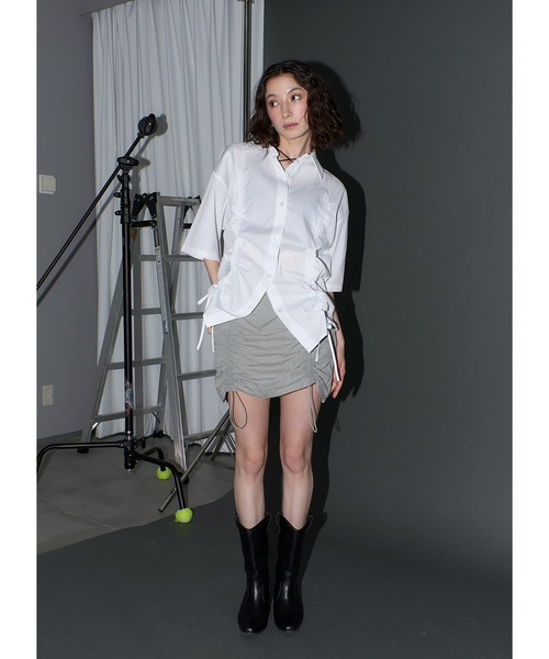 Adoon plain（アドーンプレーン）の「2wayギャザーシャツ/SS（シャツ/ブラウス・レディース・ライトグレー/ホワイト/ライトブルー/ライトイエロー・FREE）」の7枚目の写真