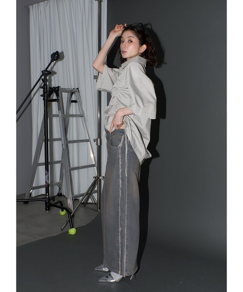 Adoon plain（アドーンプレーン）の「2wayギャザーシャツ/SS（シャツ/ブラウス・レディース・ライトグレー/ホワイト/ライトブルー/ライトイエロー・FREE）」の13枚目の写真