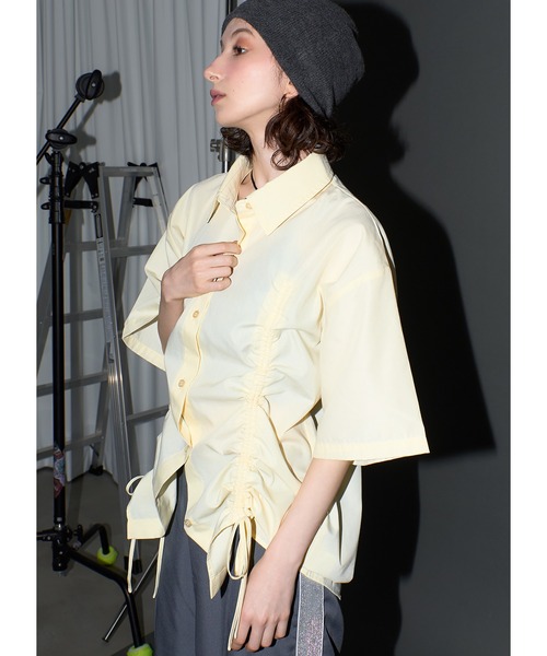 Adoon plain（アドーンプレーン）の「2wayギャザーシャツ/SS（シャツ/ブラウス・レディース・ライトグレー/ホワイト/ライトブルー/ライトイエロー・FREE）」の16枚目の写真