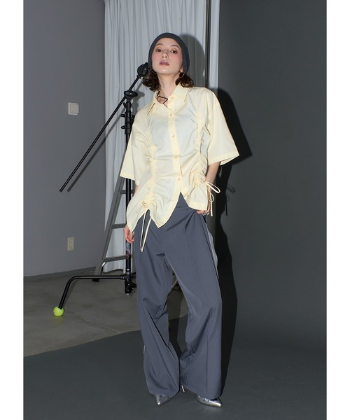 Adoon plain（アドーンプレーン）の「2wayギャザーシャツ/SS（シャツ/ブラウス・レディース・ライトグレー/ホワイト/ライトブルー/ライトイエロー・FREE）」の17枚目の写真