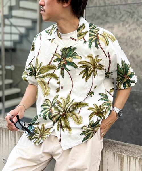 NOLLEY’S(ノーリーズ)の「【Hilo Hattie/ヒロハッティ】別注アロハシャツ ヤシの木 PALM TREE(シャツ/ブラウス・メンズ・ホワイト系その他・L/M)」の1枚目の写真