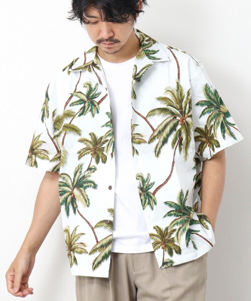 NOLLEY’S(ノーリーズ)の「【Hilo Hattie/ヒロハッティ】別注アロハシャツ ヤシの木 PALM TREE(シャツ/ブラウス・メンズ・ホワイト系その他・L/M)」の2枚目の写真