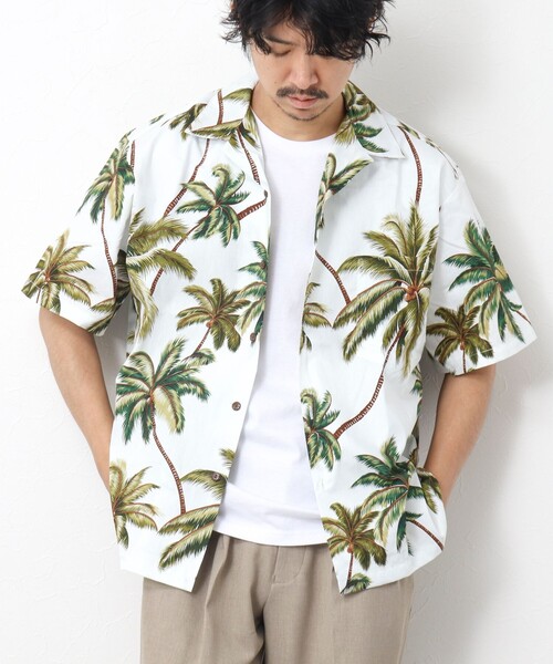 NOLLEY’S(ノーリーズ)の「【Hilo Hattie/ヒロハッティ】別注アロハシャツ ヤシの木 PALM TREE(シャツ/ブラウス・メンズ・ホワイト系その他・L/M)」の3枚目の写真