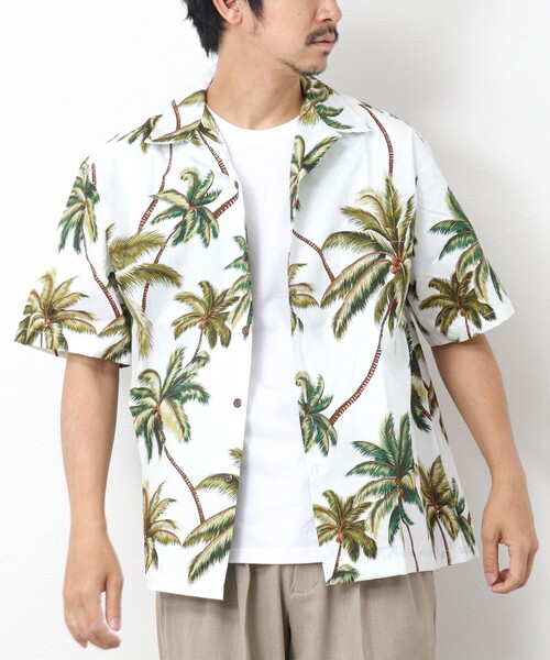 NOLLEY’S(ノーリーズ)の「【Hilo Hattie/ヒロハッティ】別注アロハシャツ ヤシの木 PALM TREE(シャツ/ブラウス・メンズ・ホワイト系その他・L/M)」の4枚目の写真