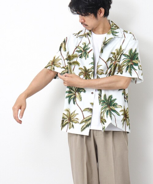 NOLLEY’S(ノーリーズ)の「【Hilo Hattie/ヒロハッティ】別注アロハシャツ ヤシの木 PALM TREE(シャツ/ブラウス・メンズ・ホワイト系その他・L/M)」の6枚目の写真