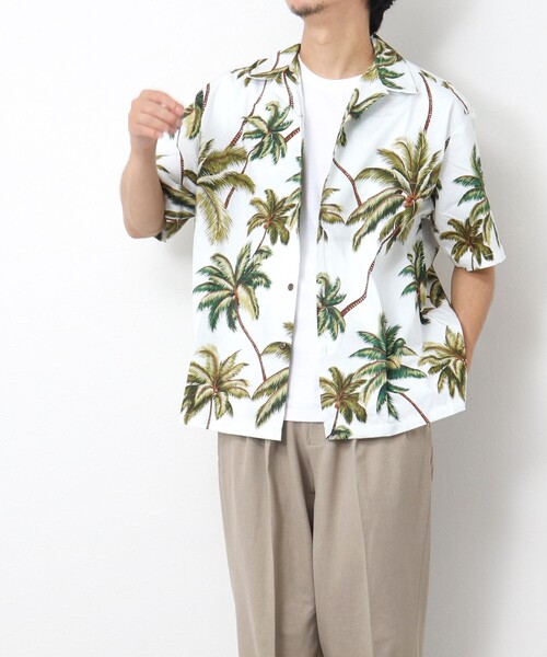 NOLLEY’S(ノーリーズ)の「【Hilo Hattie/ヒロハッティ】別注アロハシャツ ヤシの木 PALM TREE(シャツ/ブラウス・メンズ・ホワイト系その他・L/M)」の7枚目の写真