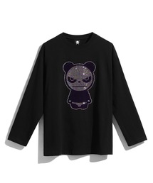 HIPANDA（ハイパンダ）の「(HIPANDA ハイパンダ) 男女兼用 ベーシック メンズ HIIPANDA ロゴ オーロラ ラインストーン ロンT（Tシャツ/カットソー）」