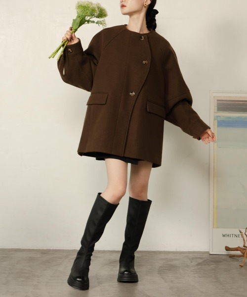 ウェーブデザインミドルコート（その他アウター）｜hinari（ヒナリ）の