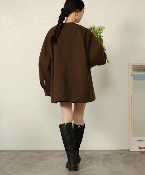 ウェーブデザインミドルコート（その他アウター）｜hinari