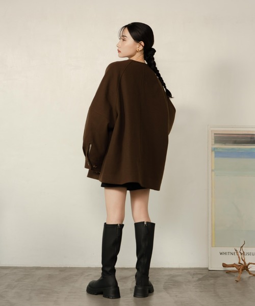 ウェーブデザインミドルコート（その他アウター）｜hinari