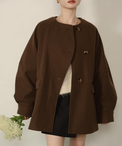 hinariのウェーブデザインミドルコート hinari ウェーブデザインミドル