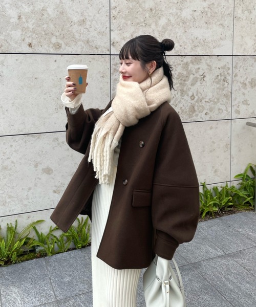 ウェーブデザインミドルコート（その他アウター）｜hinari（ヒナリ）の