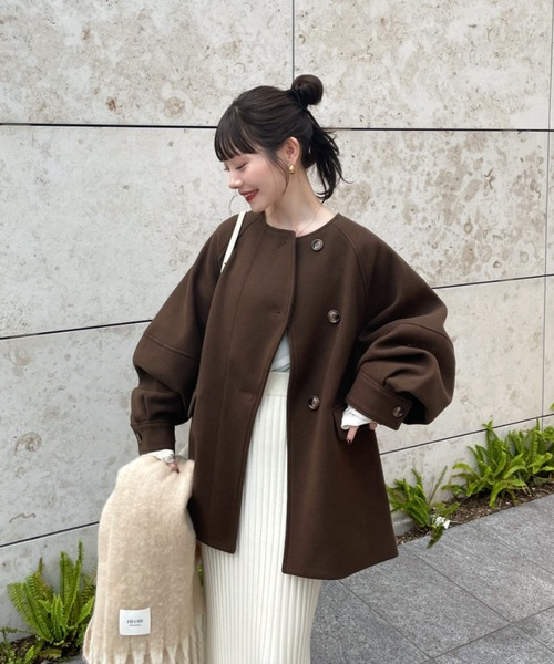 ウェーブデザインミドルコート（その他アウター）｜hinari（ヒナリ）の