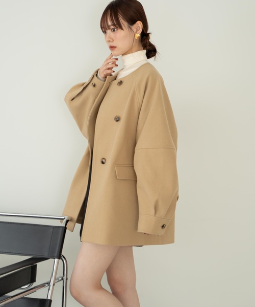 hinariのウェーブデザインミドルコート hinari ウェーブデザインミドル