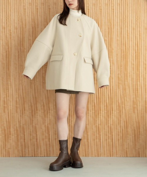 hinari　ヒナリ　中綿リボンミドルコート　ベージュ Sサイズ hinari（ヒナリ）の「中綿リボンミドルコート（ブルゾン）」 - WEAR